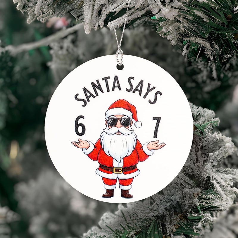 NELXI Funny Christmas Ornaments, Santa Ornament, Naughty Christmas Ornaments, Santa Says Six Seven Meme 67 Ornament, Trending Christmas Decor 2025, Viral Holiday Tree Decoration Gifts for Teens Women Men - Image 3